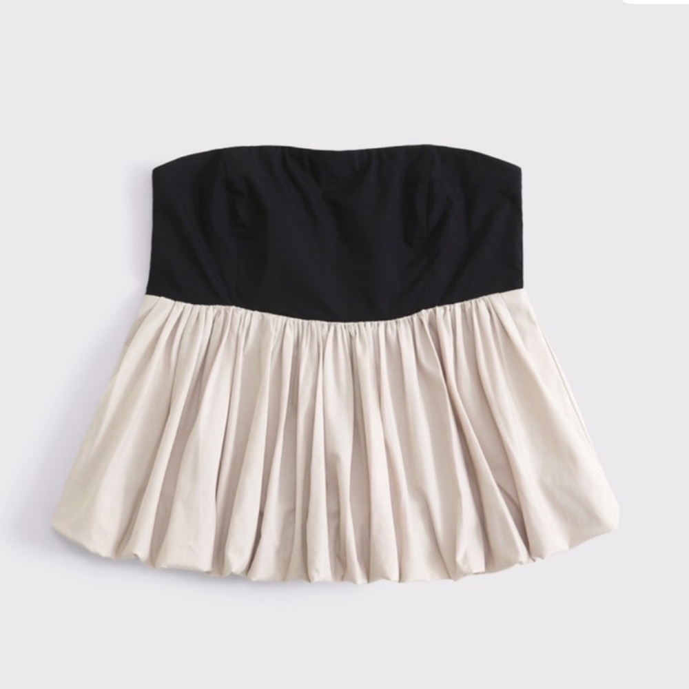 Abercrombie Two-Tone Bubble Top Black & Beige